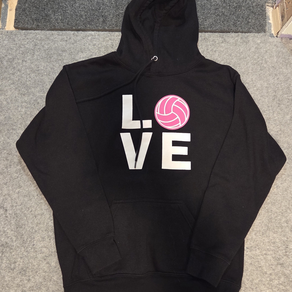Black Hoodie with Pink Volleyball Design